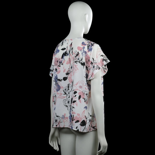Blouse - White & Pink - Size L