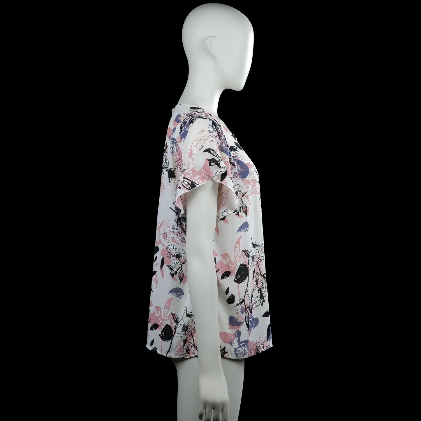 Blouse - White & Pink - Size L