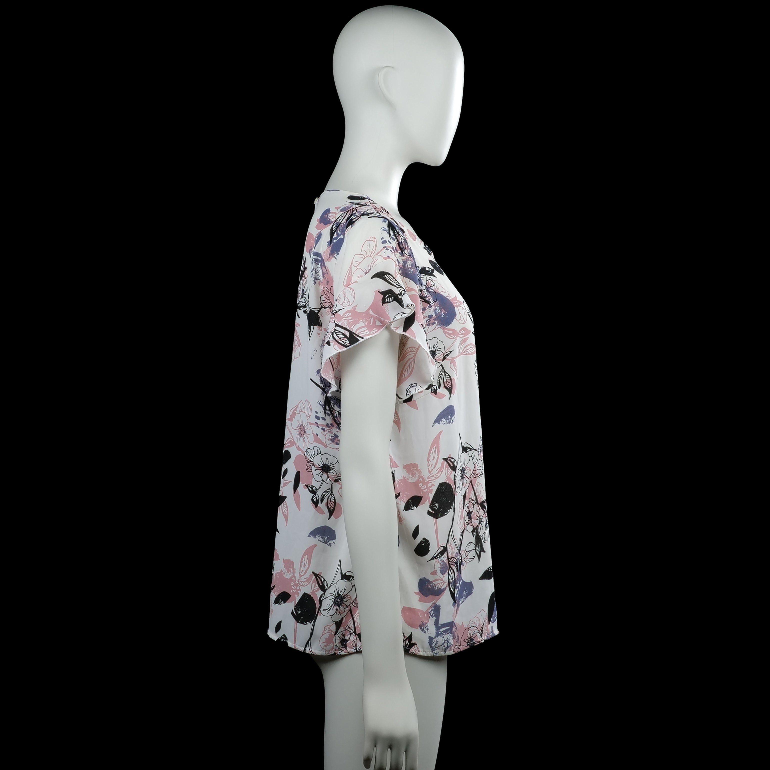 Blouse - White & Pink - Size L