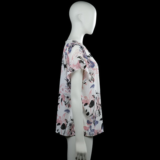 Blouse - White & Pink - Size L