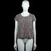 Only - T-shirt - Beige & Black - Size 38 - Beige and black leopard print top with a scoop neckline and short sleeves. Straight hem and a back keyhole opening with a button closure.