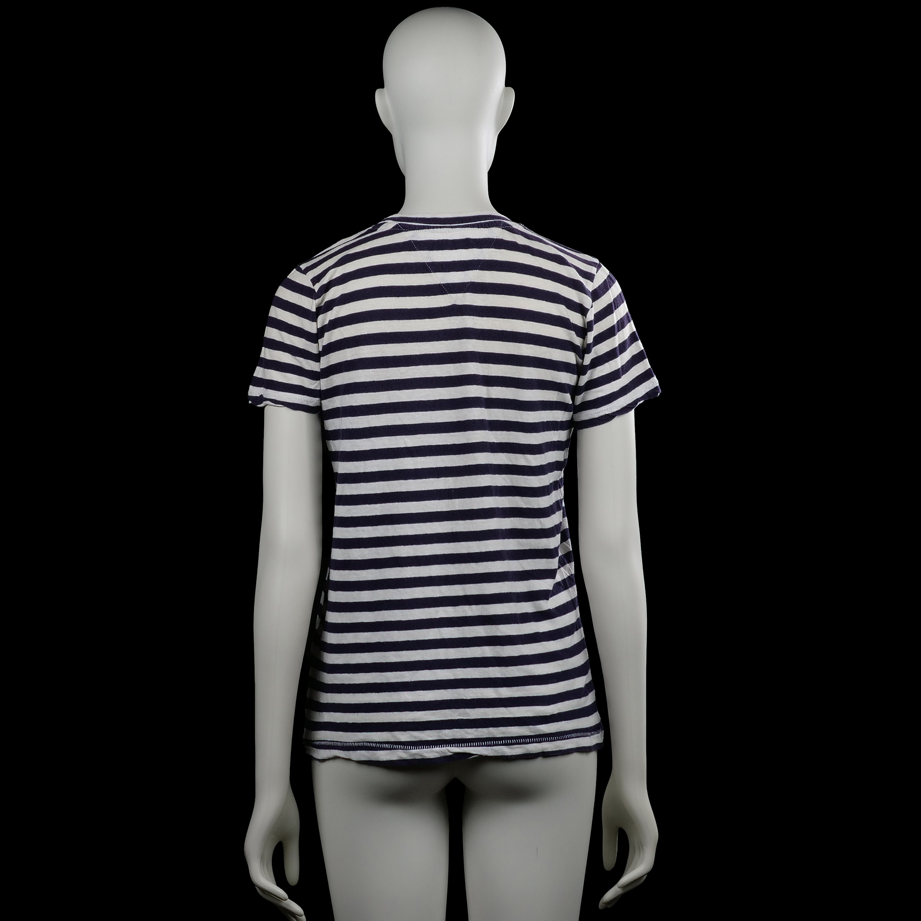 T-shirt - White & Navy - Size XS