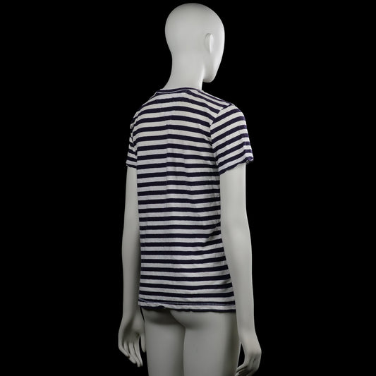 T-shirt - White & Navy - Size XS