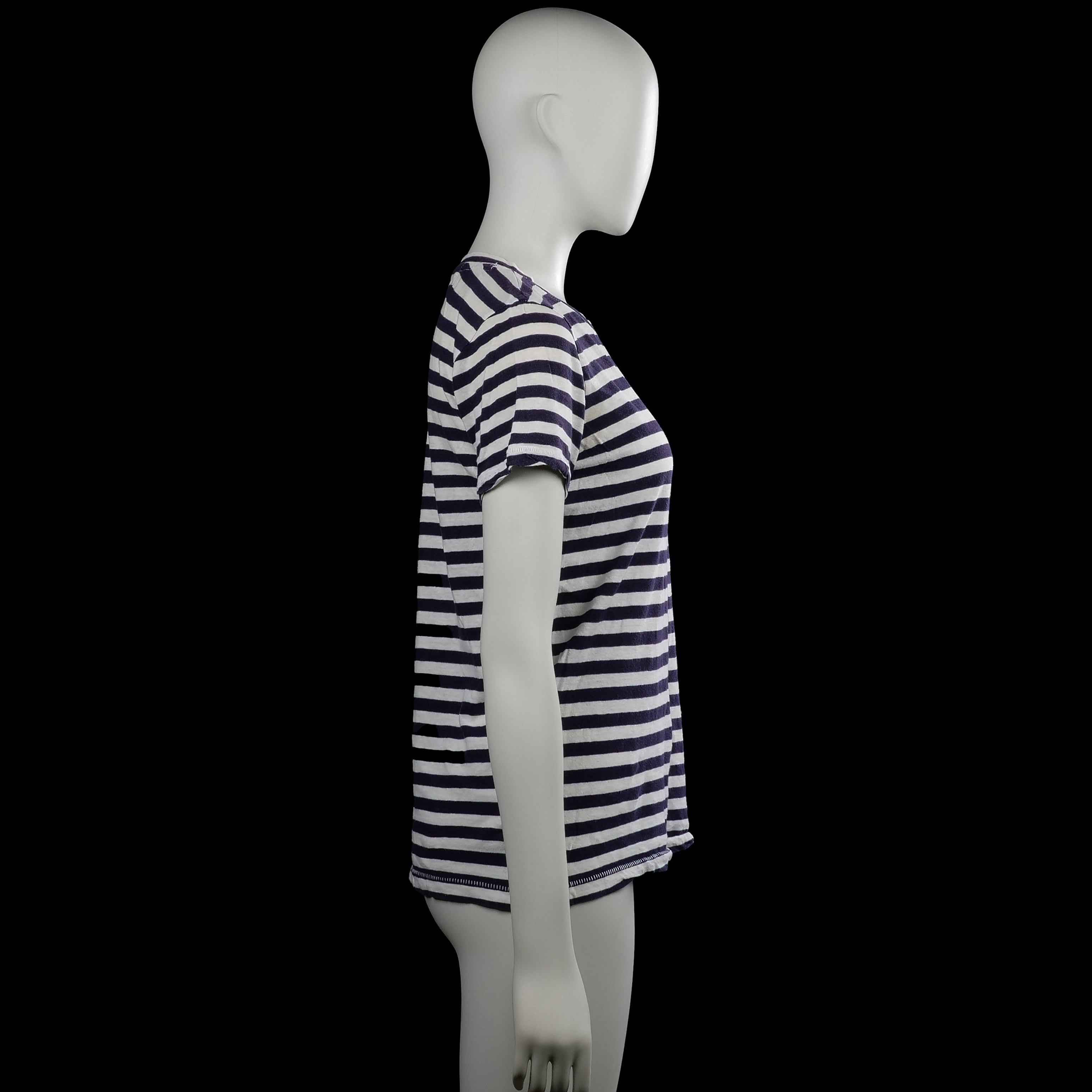 T-shirt - White & Navy - Size XS