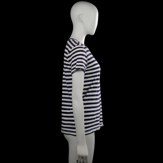 T-shirt - White & Navy - Size XS