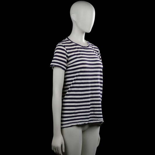 T-shirt - White & Navy - Size XS