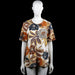 T-shirt - Multicolored - Size 42 - Multicolored floral top with a round neckline and short sleeves. Straight hem with small side slits.