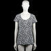 T-shirt - Black & White - Size L - Black and white top with an all-over geometric print and a scoop neckline. Short sleeves with plain cuffs and a straight hem.