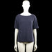 Sissy-boy - T-shirt - Navy - Size M - Navy solid top with a boat neckline and short sleeves with plain turned-up cuffs. Features a high-low hem with small side slits.