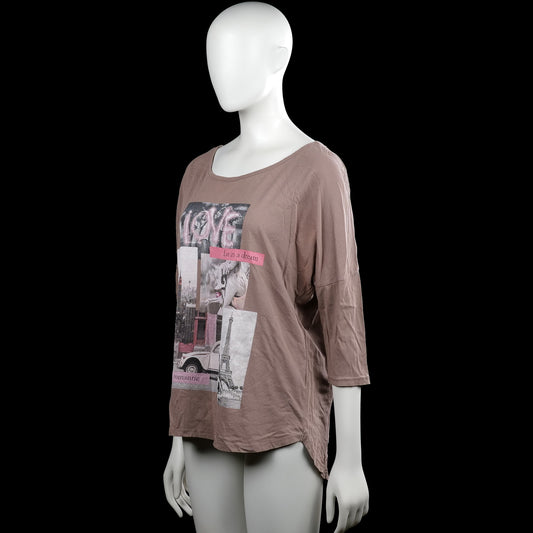 Long-sleeve top - Taupe - Size L