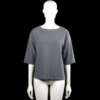 Kappahl - T-shirt - Gray - Size S - Gray solid top with a boat neckline and short sleeves. Features plain cuffs and a straight hem.