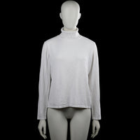 Cappuccini - Turtleneck - White - Size L - White solid top with a turtleneck and long sleeves. Features plain cuffs and a straight hem.