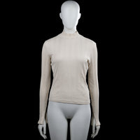 Gina Tricot - Turtleneck - Beige - Size M - Beige ribbed solid top with a mock neck and long sleeves. Straight hem and plain cuffs.