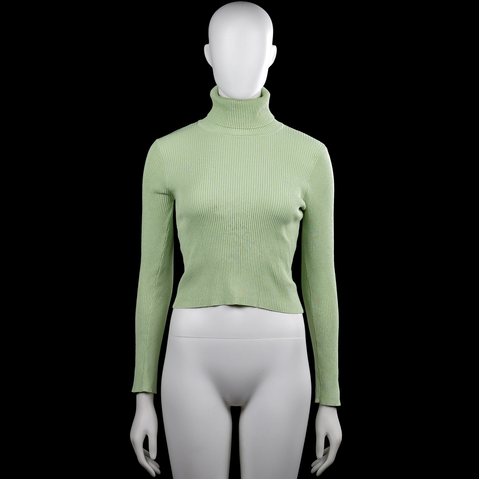 Shein - Turtleneck - Sage - Size S - Sage solid ribbed top with a turtleneck and long sleeves. Straight hem and slit cuffs with small metal button details.
