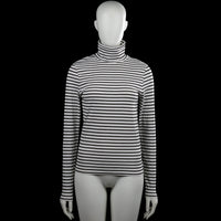 Bristol - Turtleneck - White & Black - Size M - White and black striped top with a turtleneck and long sleeves. Straight hem and plain cuffs.