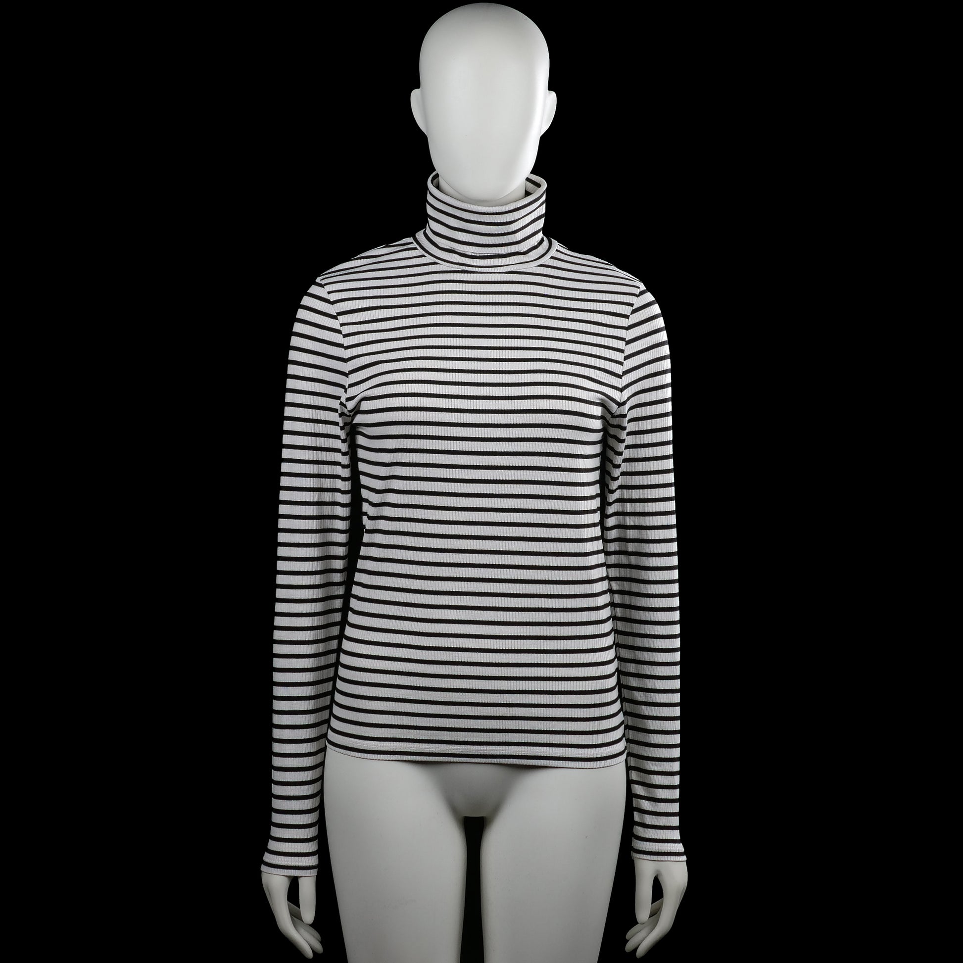 Bristol - Turtleneck - White & Black - Size M - White and black striped top with a turtleneck and long sleeves. Straight hem and plain cuffs.