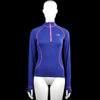 True north - Sports top - Royal Blue & Pink - Size M - Royal blue solid long-sleeve top with a high neck and a short front zip. Pink contrast stitching and straight hem with plain cuffs.