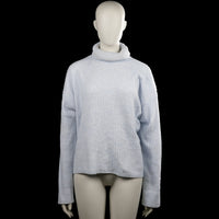 H&M - Turtleneck - Light Blue - Size S - Light blue solid ribbed top with a turtleneck and long sleeves. Straight hem and plain cuffs with no visible closures.