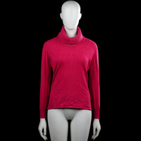 Les amies - Turtleneck - Pink - Size M - Pink solid long-sleeve top with a wide cowl neck. Features ribbed cuffs and a straight hem.