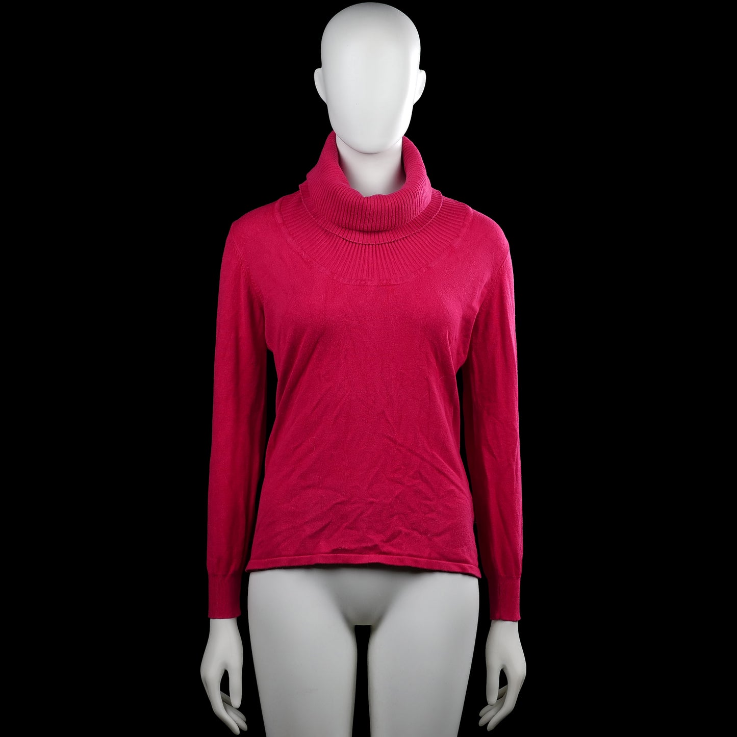 Les amies - Turtleneck - Pink - Size M - Pink solid long-sleeve top with a wide cowl neck. Features ribbed cuffs and a straight hem.
