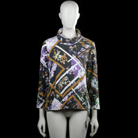 Turtleneck - Multicolored - Size M - Multicolored printed top with a cowl neckline and long sleeves. Elastic hem with a side tie detail and plain cuffs.