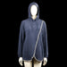 Esprit - Hoodie - Navy & White - Size XL - (NEW) - Navy hooded top with long sleeves and drawstrings. Features a diagonal white-trimmed zipper and a curved hem.