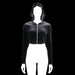 Shein - Hoodie - Black - Size S - Black solid hooded top with long sleeves and a full-length front zipper with a ring pull. Cropped length with a straight hem and plain cuffs.