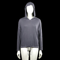 Esprit - Hoodie - Gray - Size S - Gray solid hooded top with long sleeves and a drawstring at the hem. Plain cuffs and a slight V-shaped opening at the front of the neckline.
