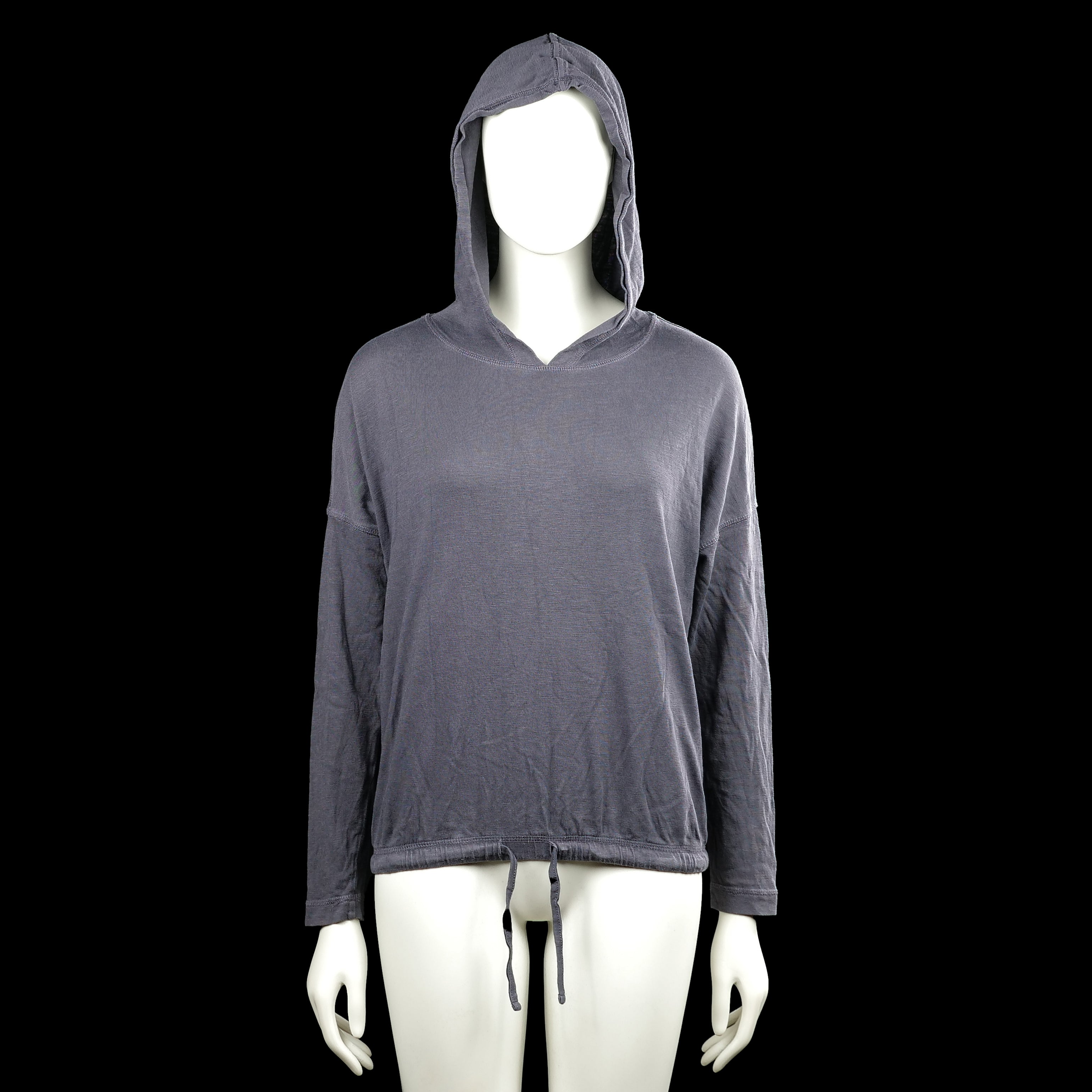 Esprit - Hoodie - Gray - Size S - Gray solid hooded top with long sleeves and a drawstring at the hem. Plain cuffs and a slight V-shaped opening at the front of the neckline.
