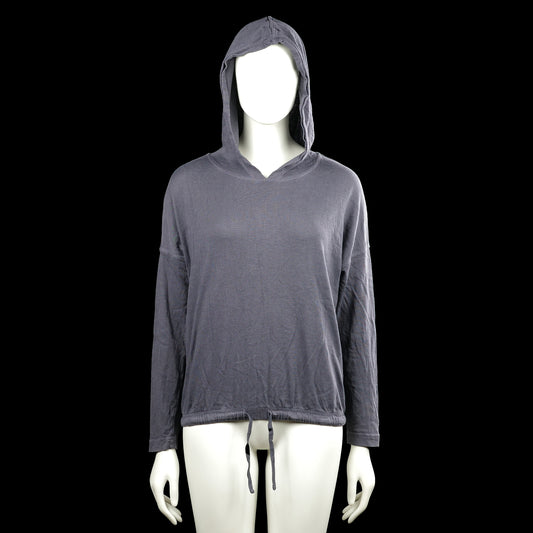 Esprit - Hoodie - Gray - Size S - Gray solid hooded top with long sleeves and a drawstring at the hem. Plain cuffs and a slight V-shaped opening at the front of the neckline.
