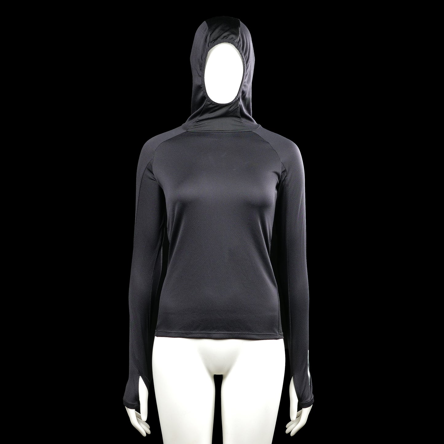 H&m sport - Hoodie - Charcoal - Size XS - Charcoal solid hooded top with long sleeves and a straight hem. Features extended cuffs with thumbhole openings.