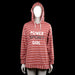 Gundogan - Hoodie - Brick Red & White - Size M - Brick red and white striped hooded top with drawstrings and long sleeves. Features a straight hem and a front text graphic print.