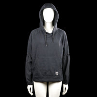 Fmb - Hoodie - Black & White - Size XL - Black hooded sweatshirt with drawstrings, a kangaroo pocket, and a straight hem. Features elastic cuffs and white text print on the back.