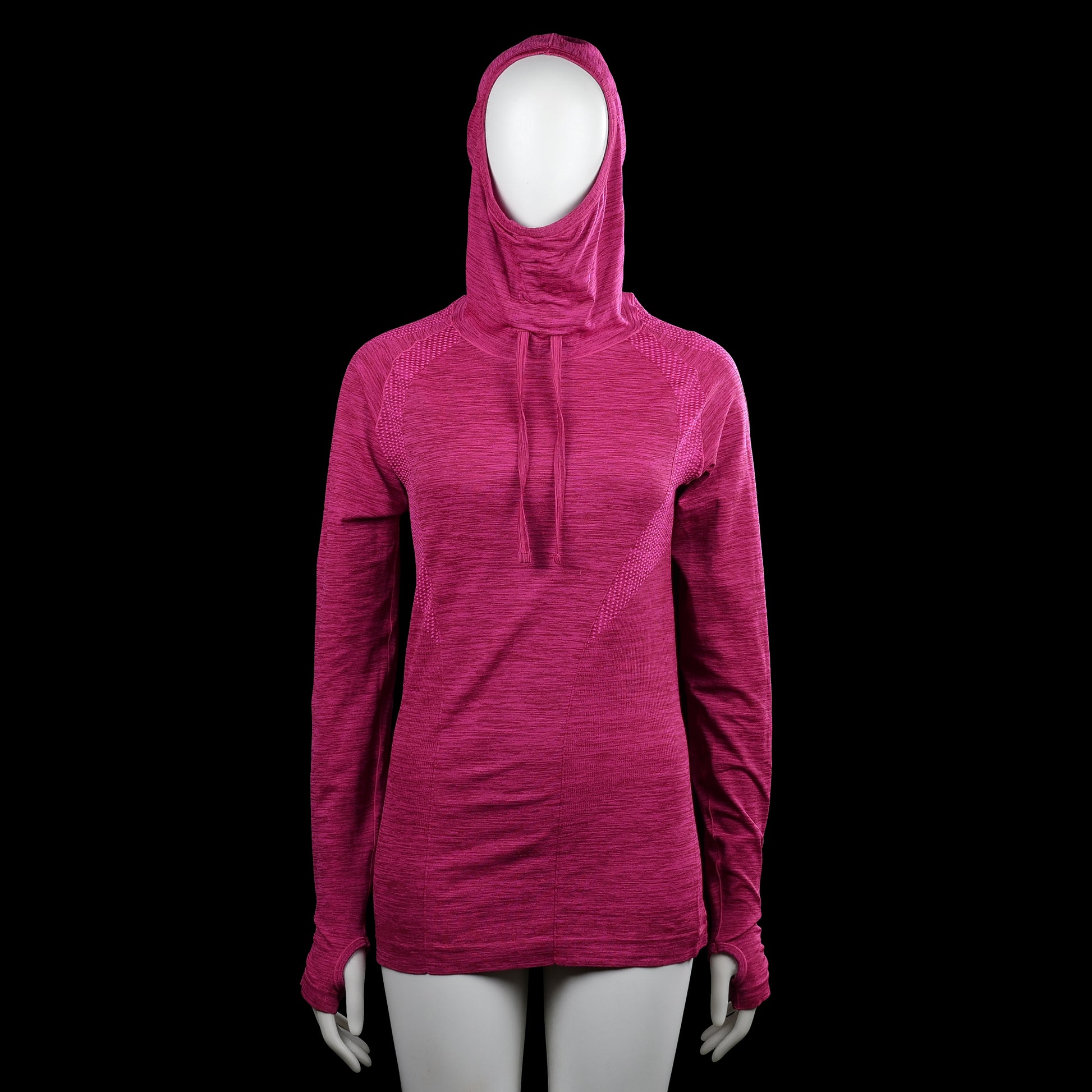 Hoodie - Pink - Size M - Pink solid hooded top with drawstrings and long sleeves. Straight hem and plain cuffs.