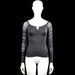 Shein - Long-sleeve top - Black & Gray - Size S - Black top with long gray ruched sleeves and a gathered seam down the center front. Scoop neckline with a small V-notch and a straight hem.