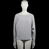 Cane & cane - Sweater - Light Gray - Size M - Light gray ribbed top with a boat neckline and long sleeves. Straight hem and plain cuffs with no visible closures.