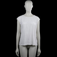 Park Lane - T-shirt - White - Size 38 - White sleeveless top with a round neckline and straight hem. Features a keyhole opening with a small button at the back yoke.