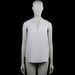 H&M - Blouse - White - Size 34 - White solid sleeveless top with a split V-neckline. Curved hem with side slits.