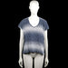 Zara trafaluc - T-shirt - Navy & White - Size L - Navy and white printed top with a V-neck and short sleeves. Straight hem with small side slits.