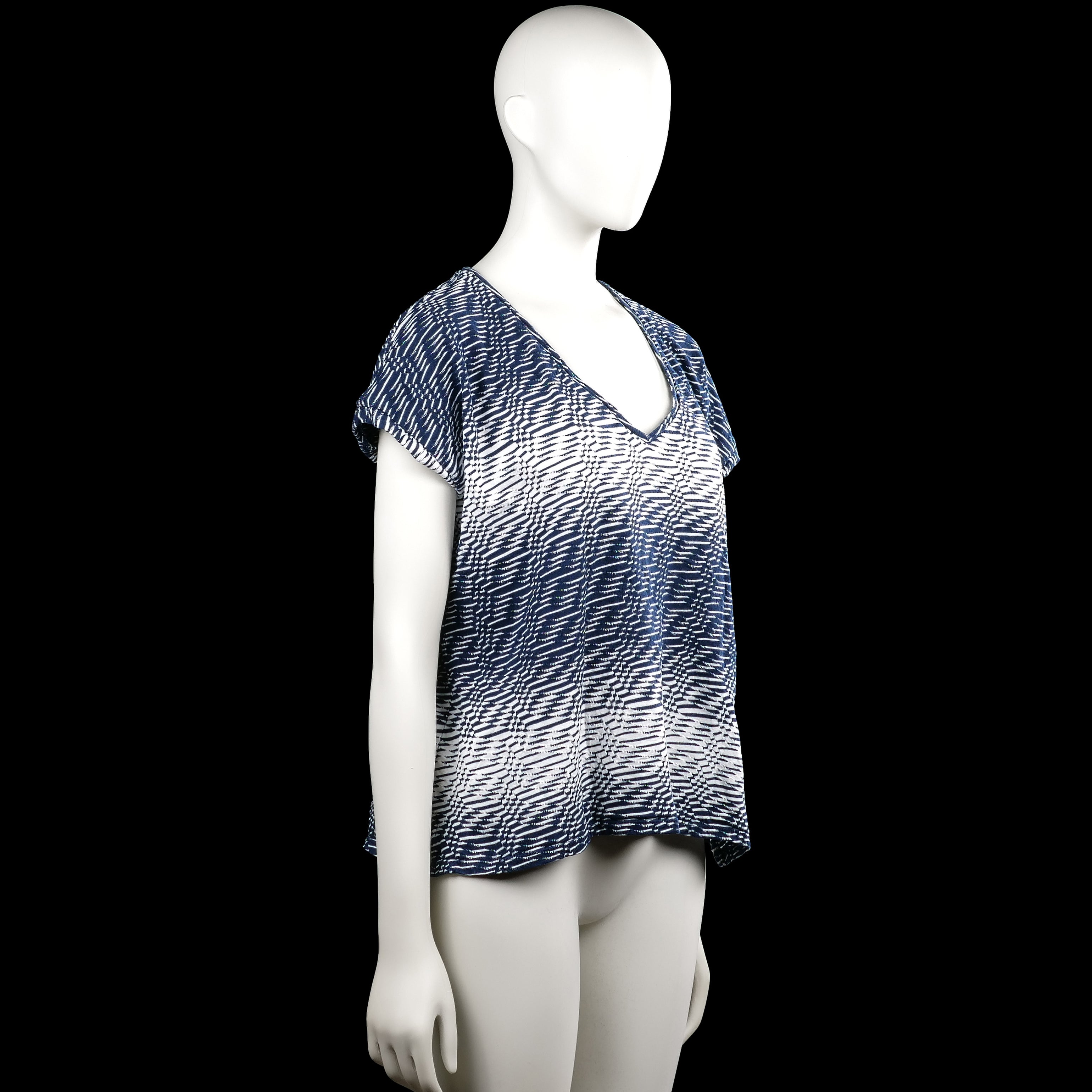 T-shirt - Navy & White - Size L