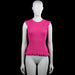 Costes - Tank top - Pink - Size S - Pink solid sleeveless ribbed top with a round neck and ruffled shoulder edges. Ruffled hem.