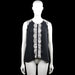 Shk mode - Tank top - Black & White - Size S, M - Black sleeveless top with a round neckline and white lace trim on the shoulders and down the center front. Curved hem and a visible back zipper closure.