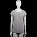 Soyaconcept - T-shirt - Light Gray & Gray - Size S - Light gray and gray solid top with a scoop neck and short sleeves. Features a small front button placket and a straight hem.