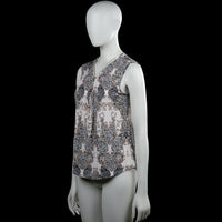 Blouse - White & Brown - Size M