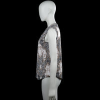 Blouse - White & Brown - Size M