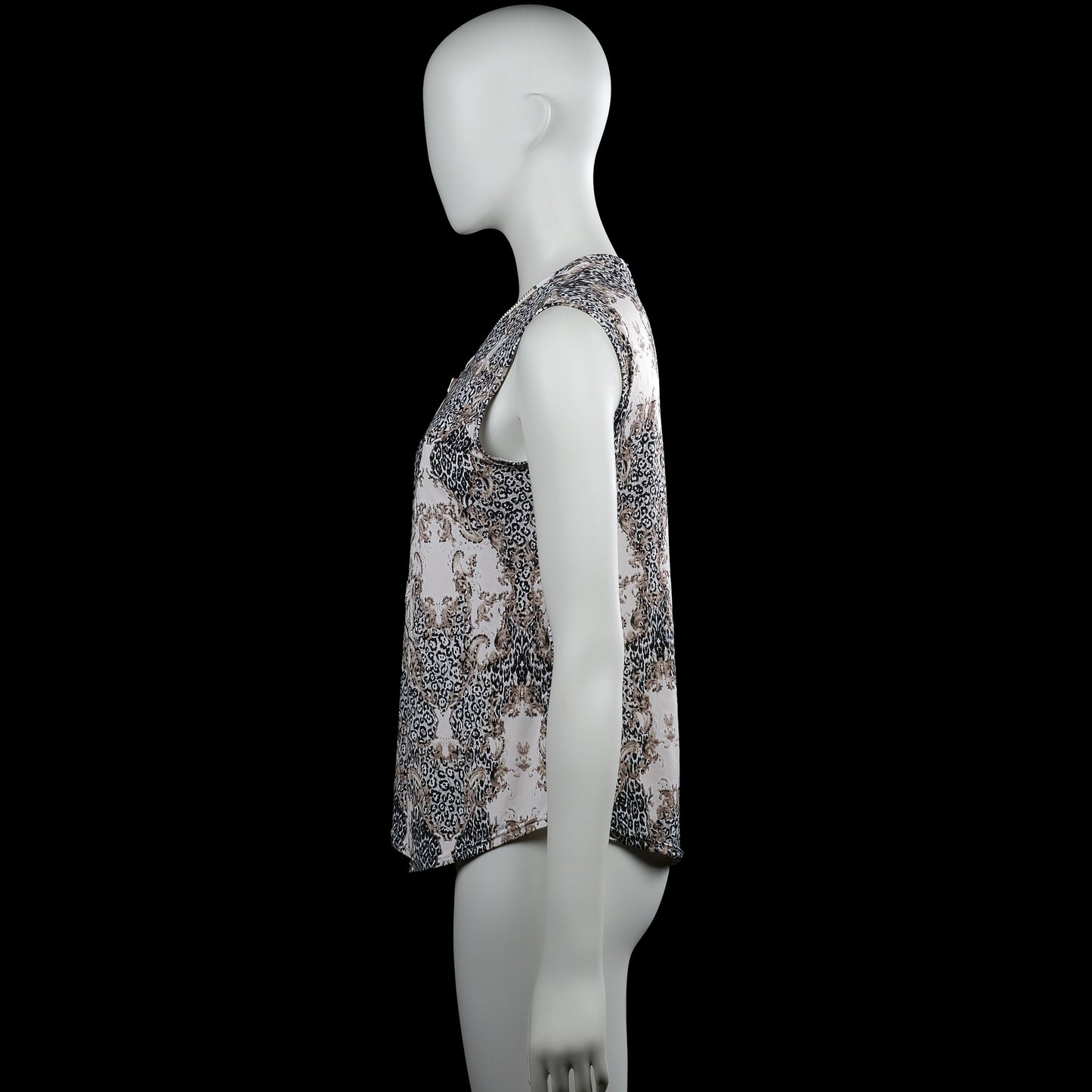 Blouse - White & Brown - Size M