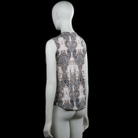 Blouse - White & Brown - Size M