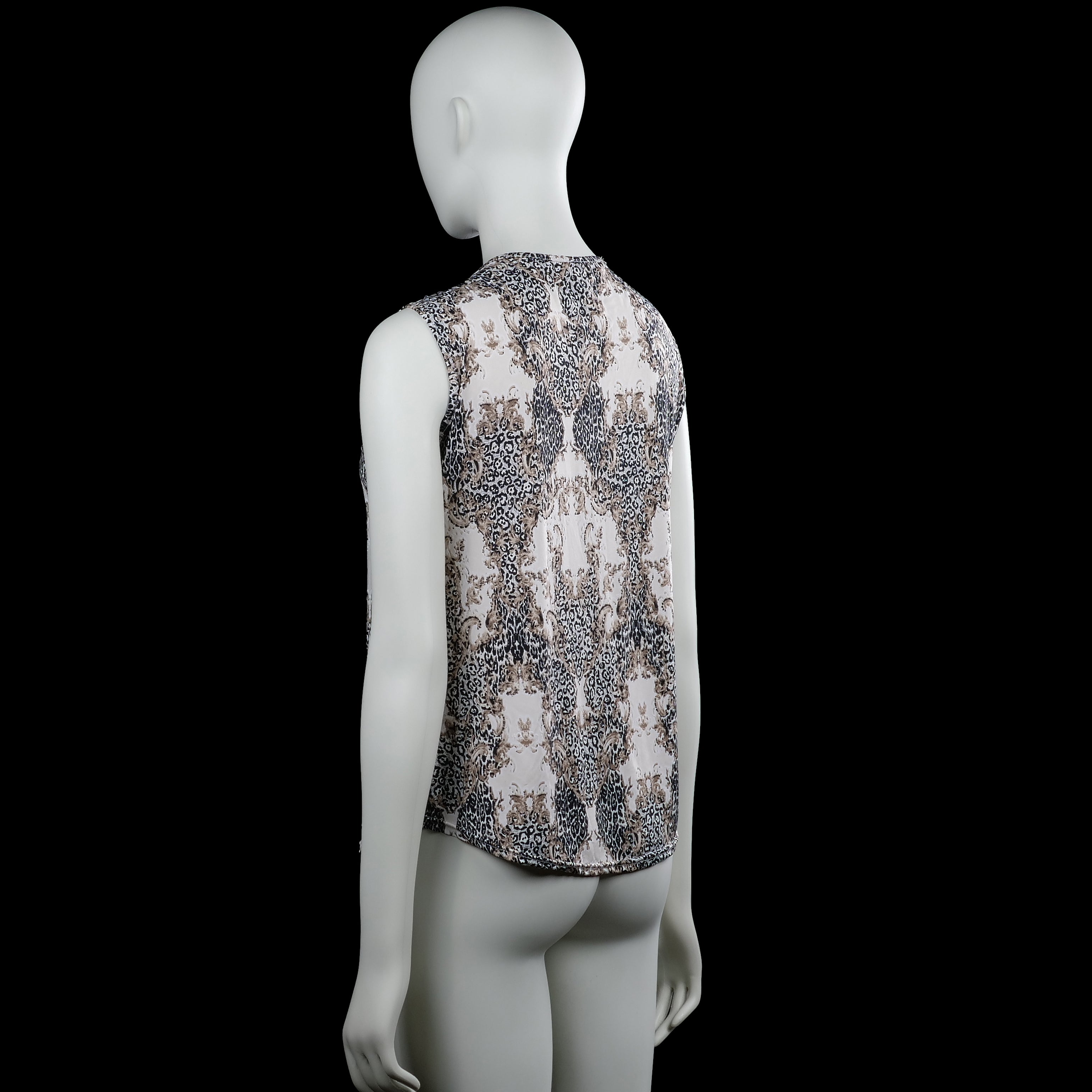 Blouse - White & Brown - Size M