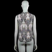 Blouse - White & Brown - Size M