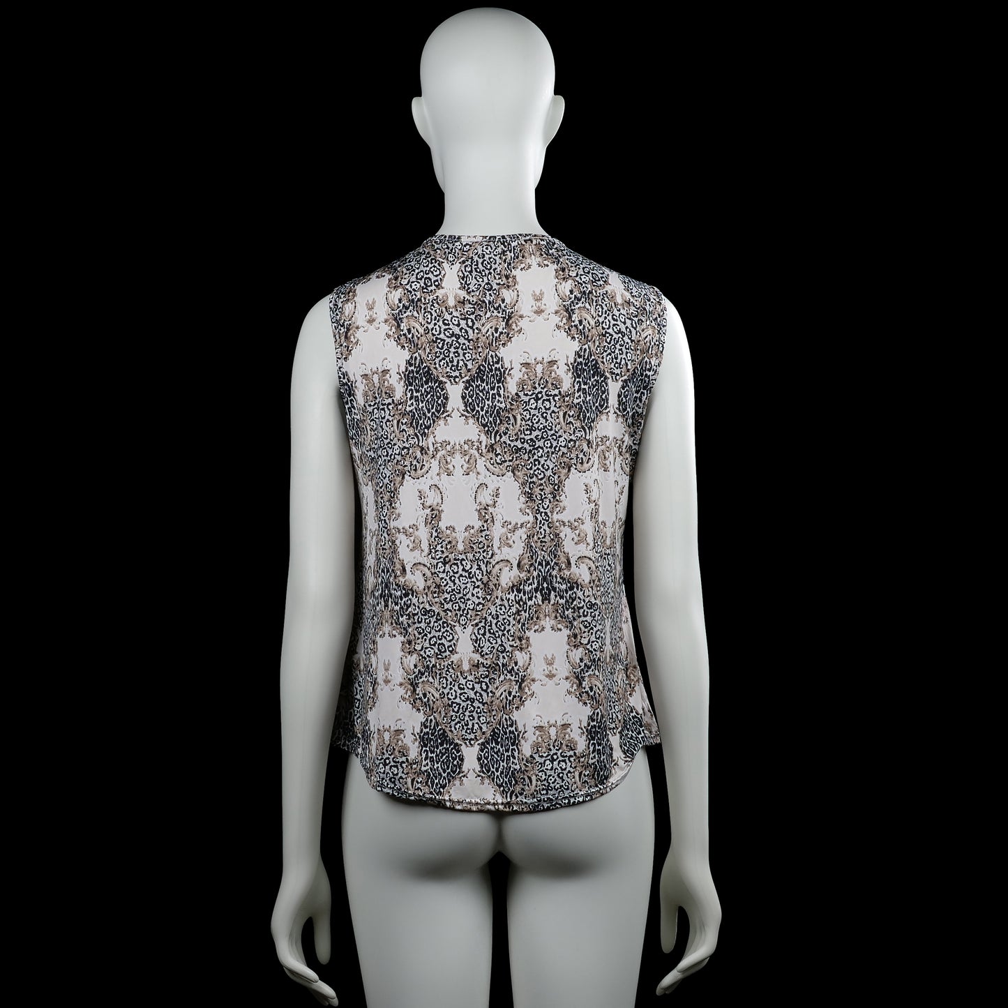 Blouse - White & Brown - Size M